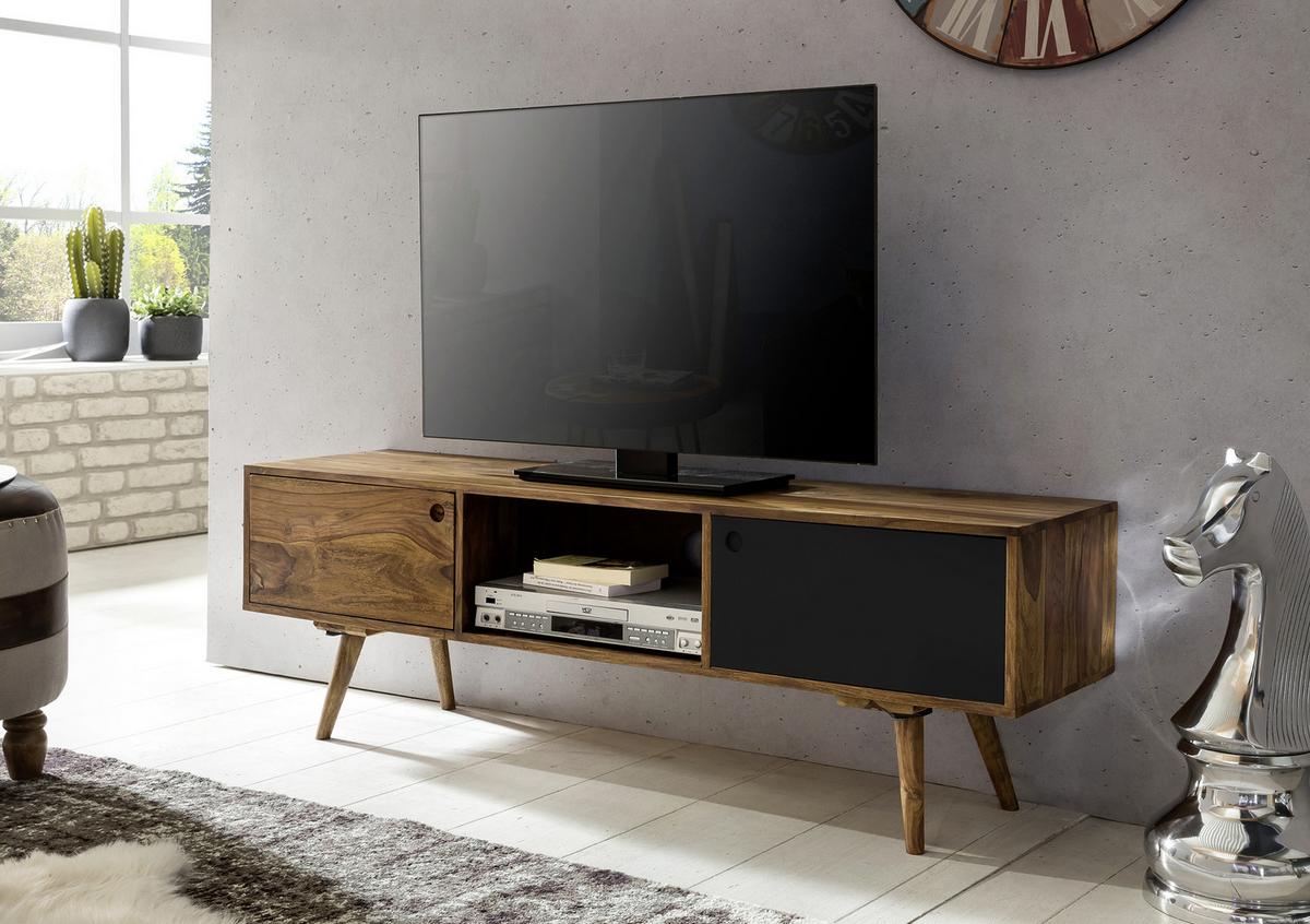 Nízka komoda pod TV Repa š:140cm masív - čierna/farba indického palisandra, Design, drevo (140/45/35cm) - MID.YOU