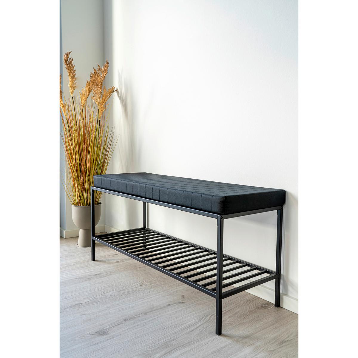SCHUHBANK Vita, Schwarz B: 100 cm - Schwarz, Design, Textil (100/48,5/36cm) - MID.YOU