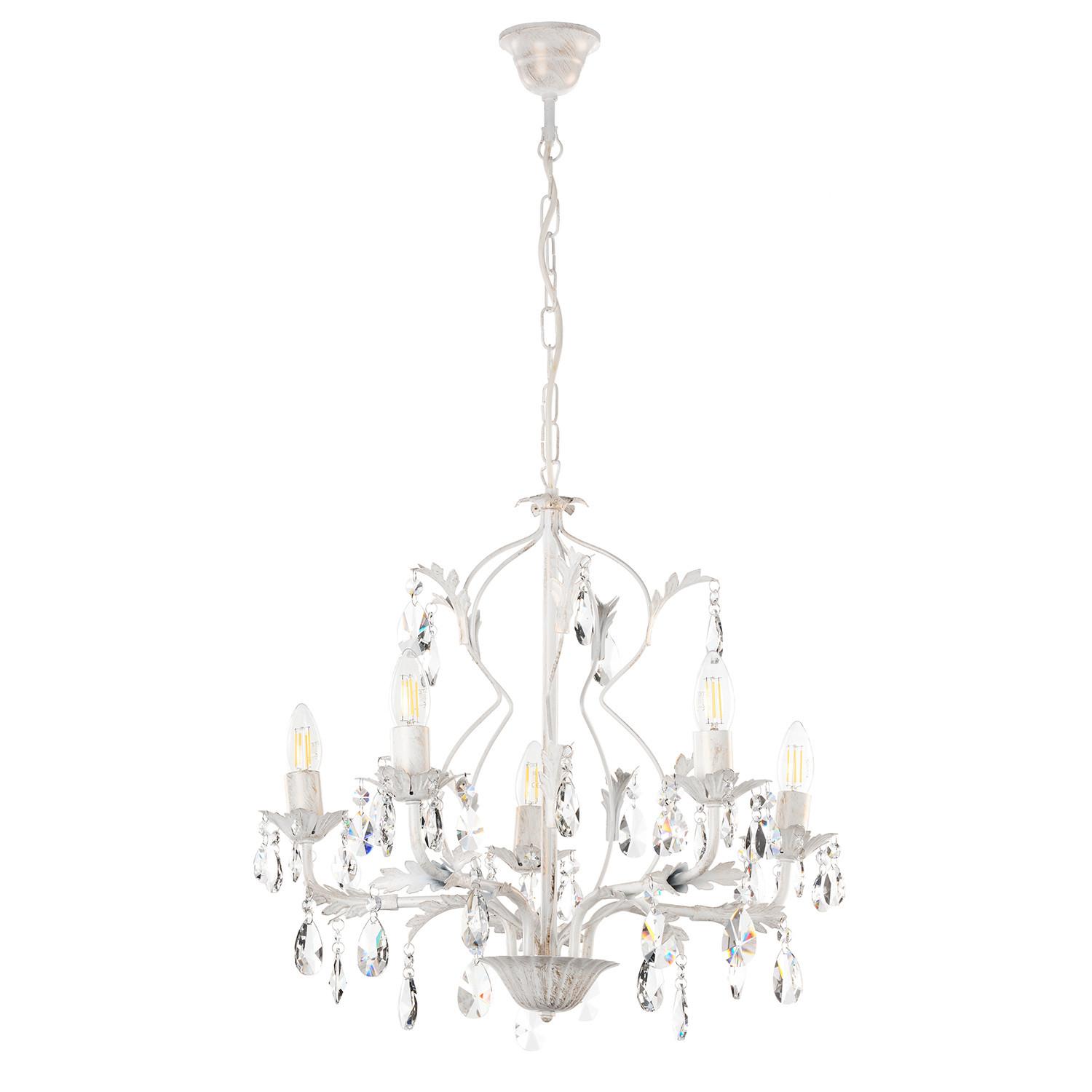 Kristall-hängeleuchte 4670/5a - Weiß, KONVENTIONELL, Glas/Metall (53/100cm)