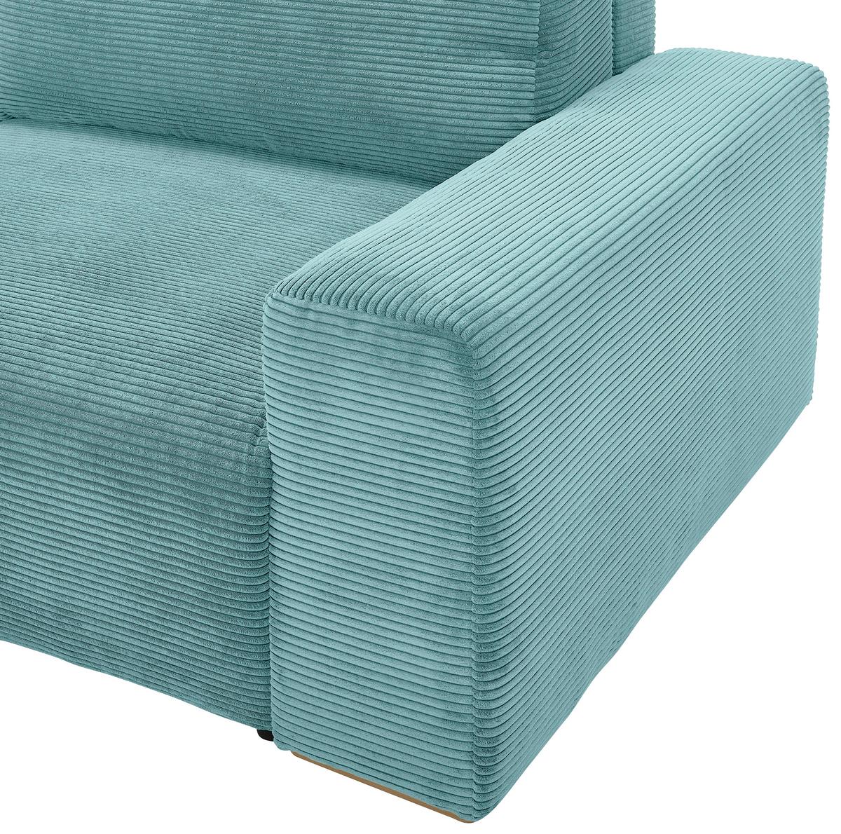 Schlafsofa Vouge Mintgrün Bettkasten, B: 255 Cm - Buchefarben/Schwarz, KONVENTIONELL, Textil (255/86/123cm) - Livetastic