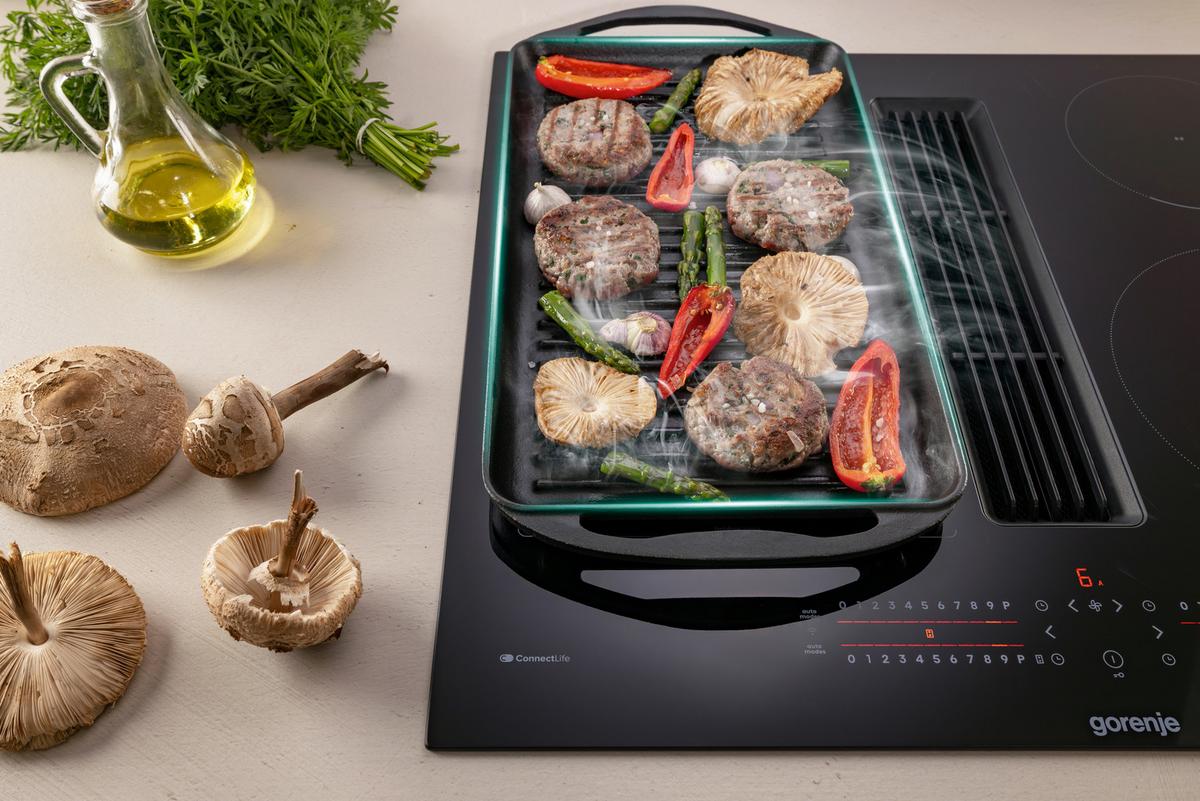 Kochfeld-dunstabzug-kombi Geh6432bscwf - Schwarz Hochglanz, MODERN, Glas (60/23,3/52cm) - Gorenje