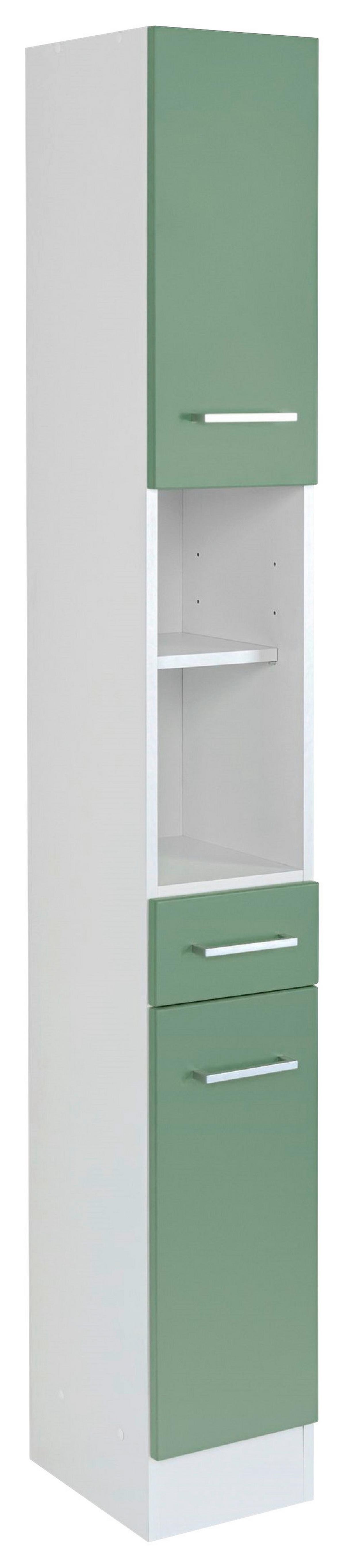 Badezimmer Hochschrank Riga 25x190 Cm Weiß/grün - Weiß/Grün, MODERN, Holzwerkstoff (25/190/35cm) - Held