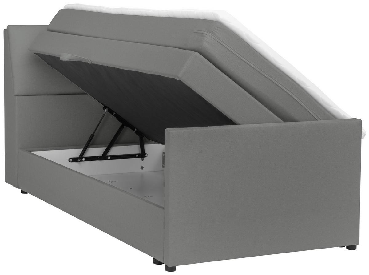 Boxspringbett Mit Bettkasten Nida 120x200 Cm Grau - Schwarz/Grau, MODERN, Holz/Textil (120/200cm) - MID.YOU