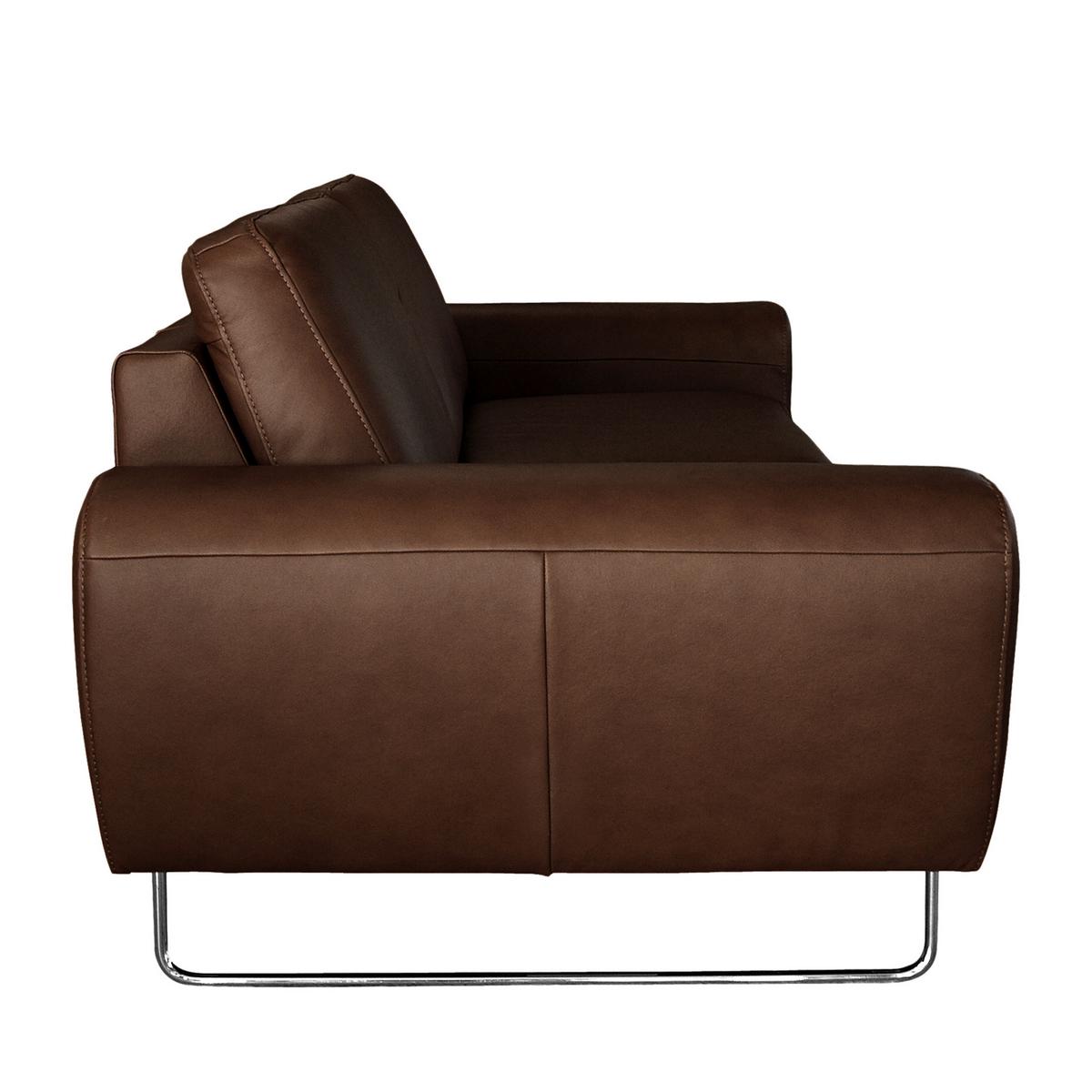 3-sitzer-sofa Spring Dunkelbraun Chrom B: 207 Cm - Chromfarben/Dunkelbraun, Design, Leder (207/85/92cm) - Livetastic