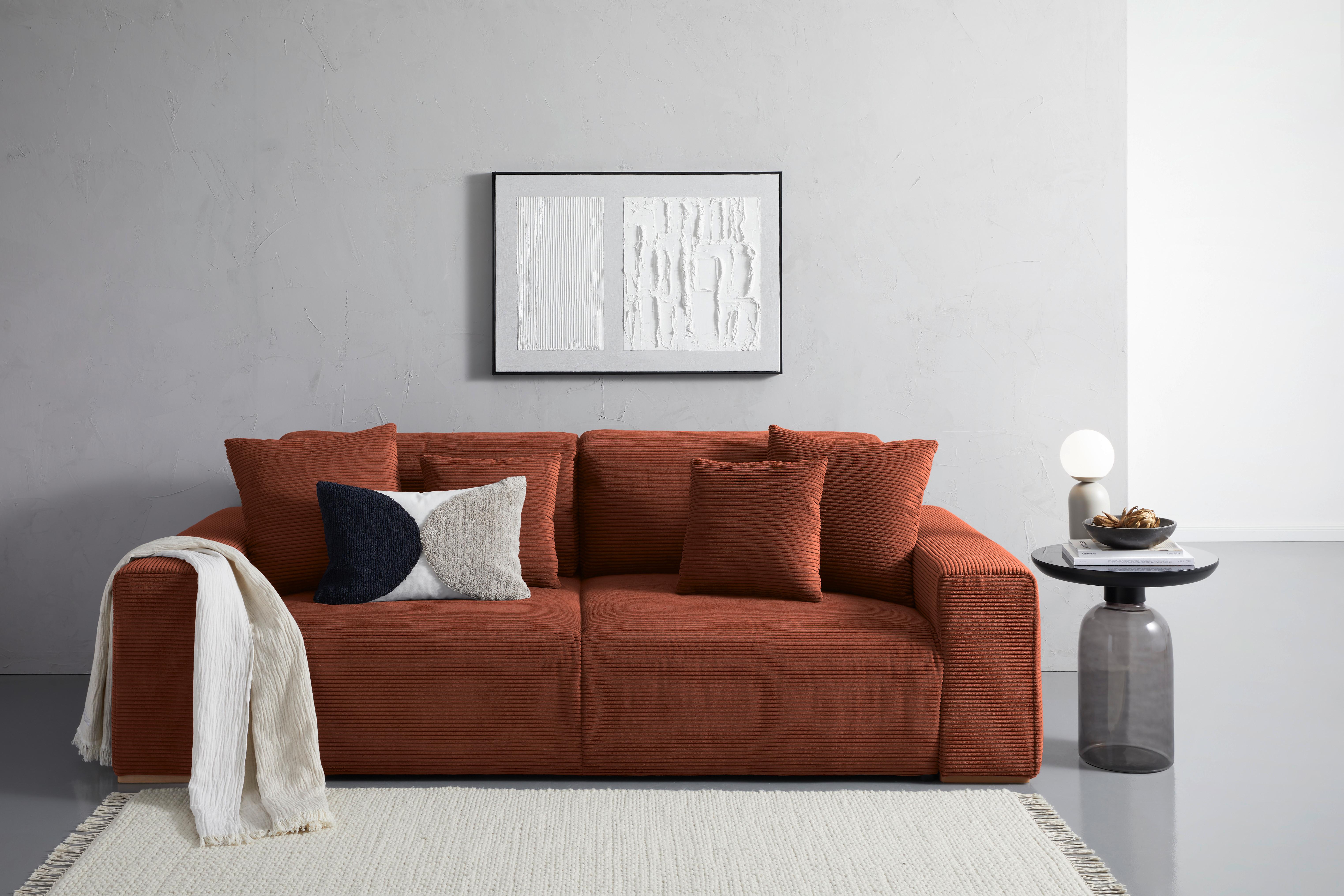Schlafsofa Vouge Kupferfarben Bettkasten, B: 255 Cm - Buchefarben/Schwarz, KONVENTIONELL, Textil (255/86/123cm) - Livetastic
