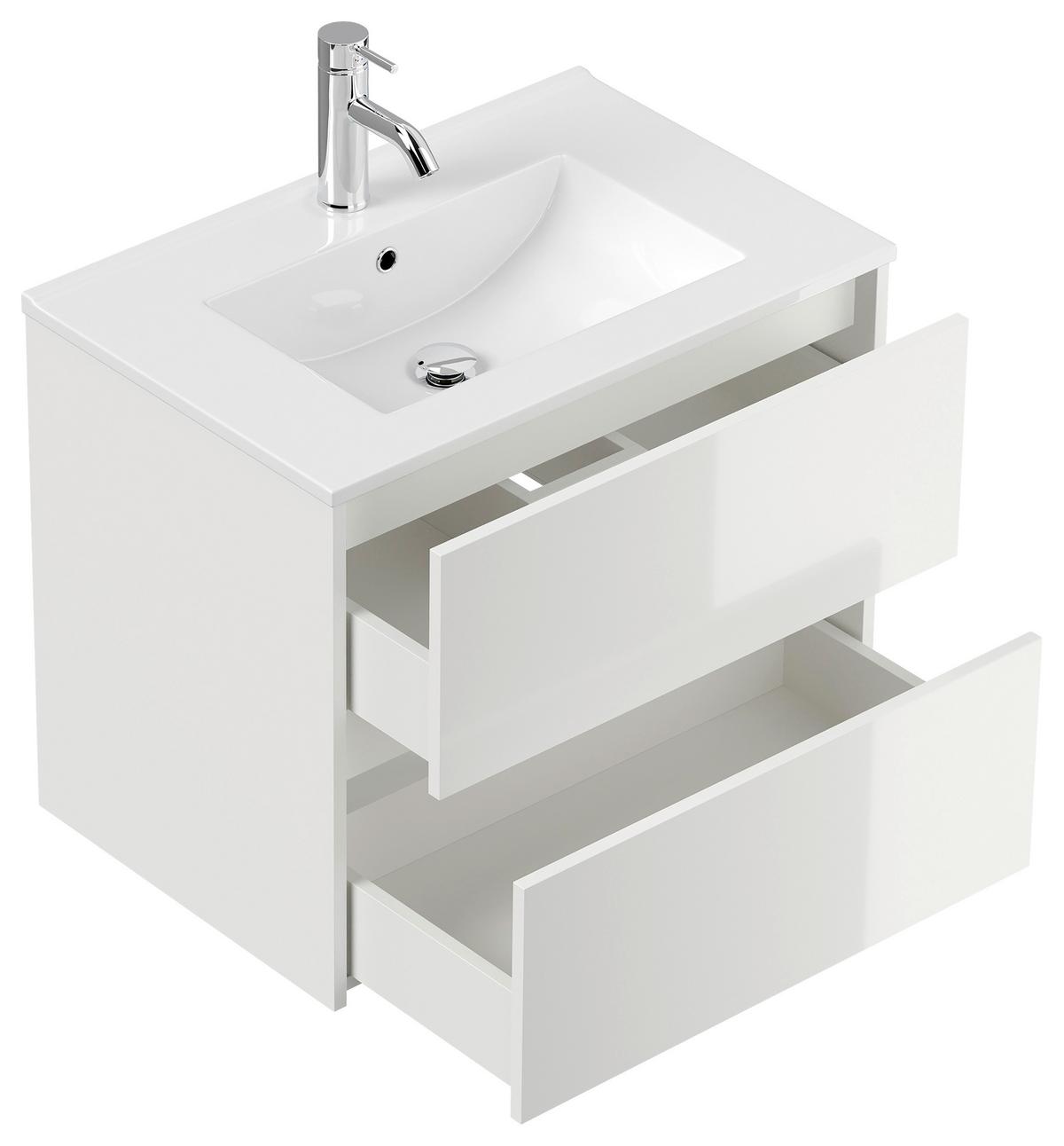 BADEZIMMER Limes, Weiß HG B: 70 cm - Weiß Hochglanz/Weiß, Basics, Keramik/Holzwerkstoff (70cm) - MID.YOU