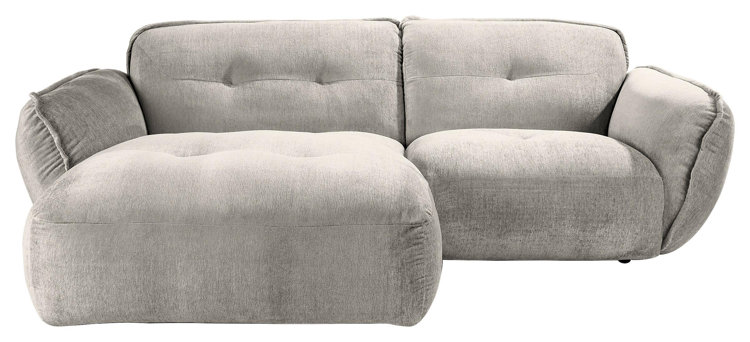 Ecksofa Fluffy Silberfarben S: 184x269 cm - Silberfarben/Schwarz, MODERN, Textil (184/269cm) - Trendmanufaktur