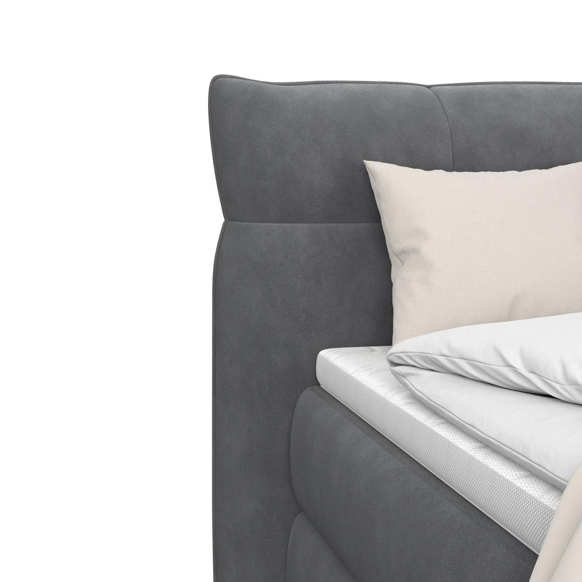 Boxspringbett Carmelo Anthrazit 140x200 cm H4 - Anthrazit/Schwarz, Trend, Textil (140/200cm)