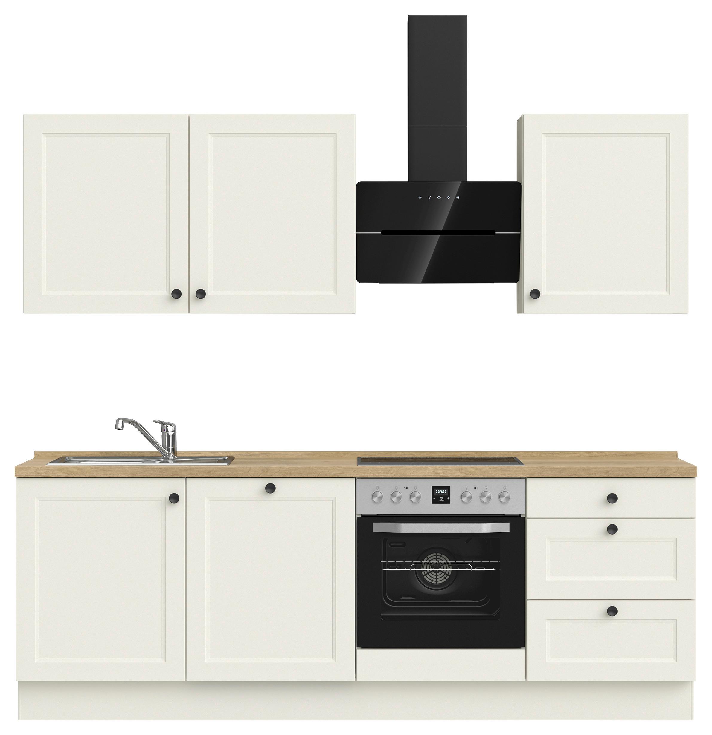 Kuchynská linka 240 cm, biela/dekor dub Sierra - čierna/biela, Modern, kov/kompozitné drevo (240cm) - Nobilia