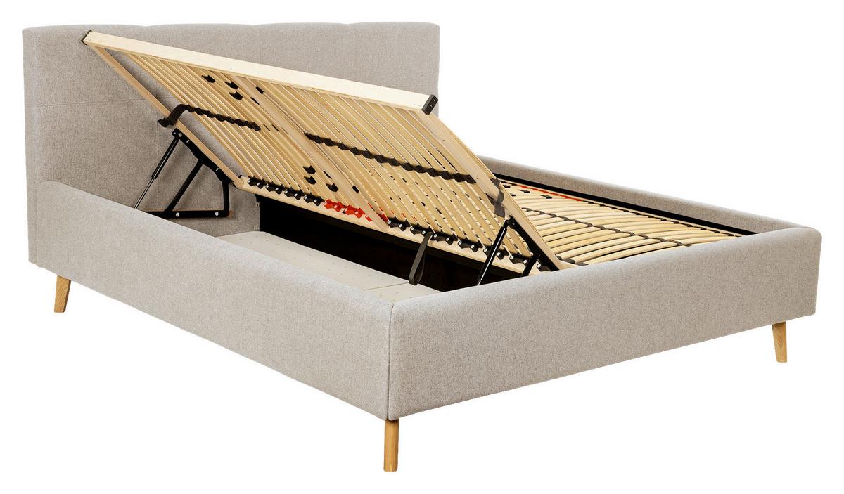 Polsterbett Rossva Lf: 180x200 Beige - Eichefarben/Beige, MODERN, Holz/Textil (180/200cm) - MID.YOU