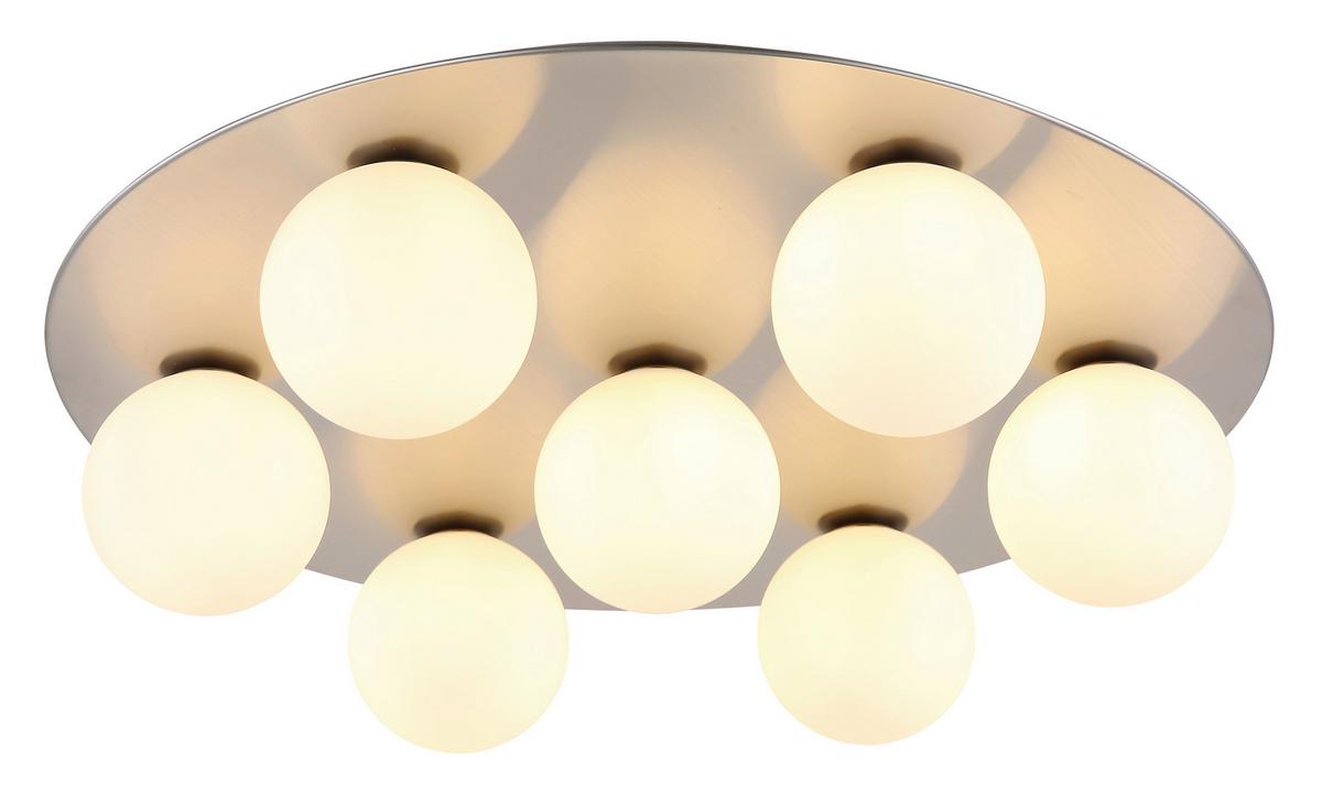 LED-Deckenleuchte 56140-7d - Weiß/Nickelfarben, Design, Glas/Metall (60/15,5cm) - Globo