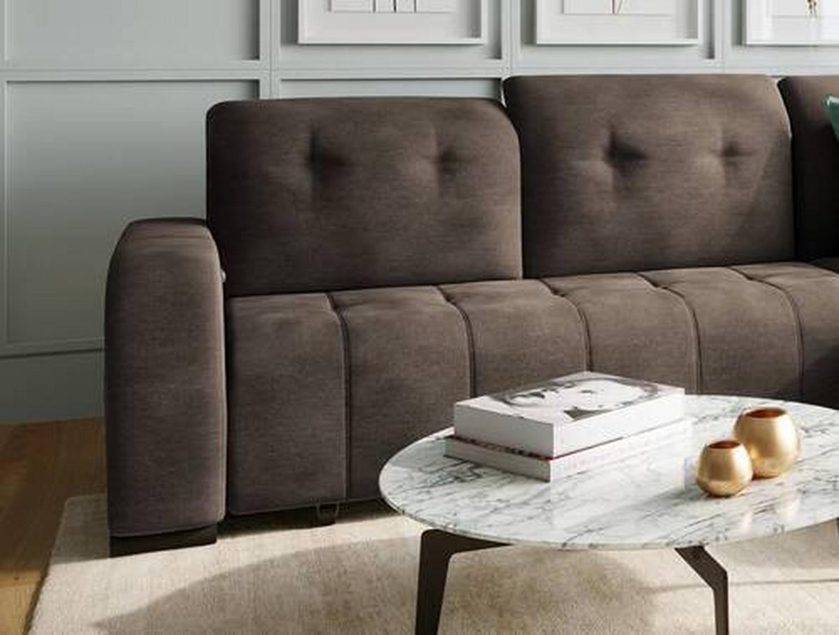 Ecksofa mit Schlaffunktion Vicari Dunkelbraun 185x292 cm - Dunkelbraun/Schwarz, MODERN, Textil (185/292cm) - Livetastic