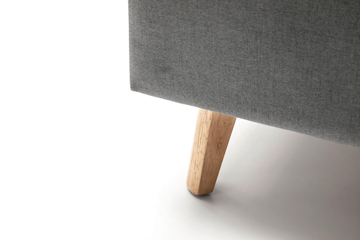 Polsterbett Frieda 180x200cm Hellgrau - Eichefarben/Hellgrau, KONVENTIONELL, Textil (180/200cm) - Livetastic