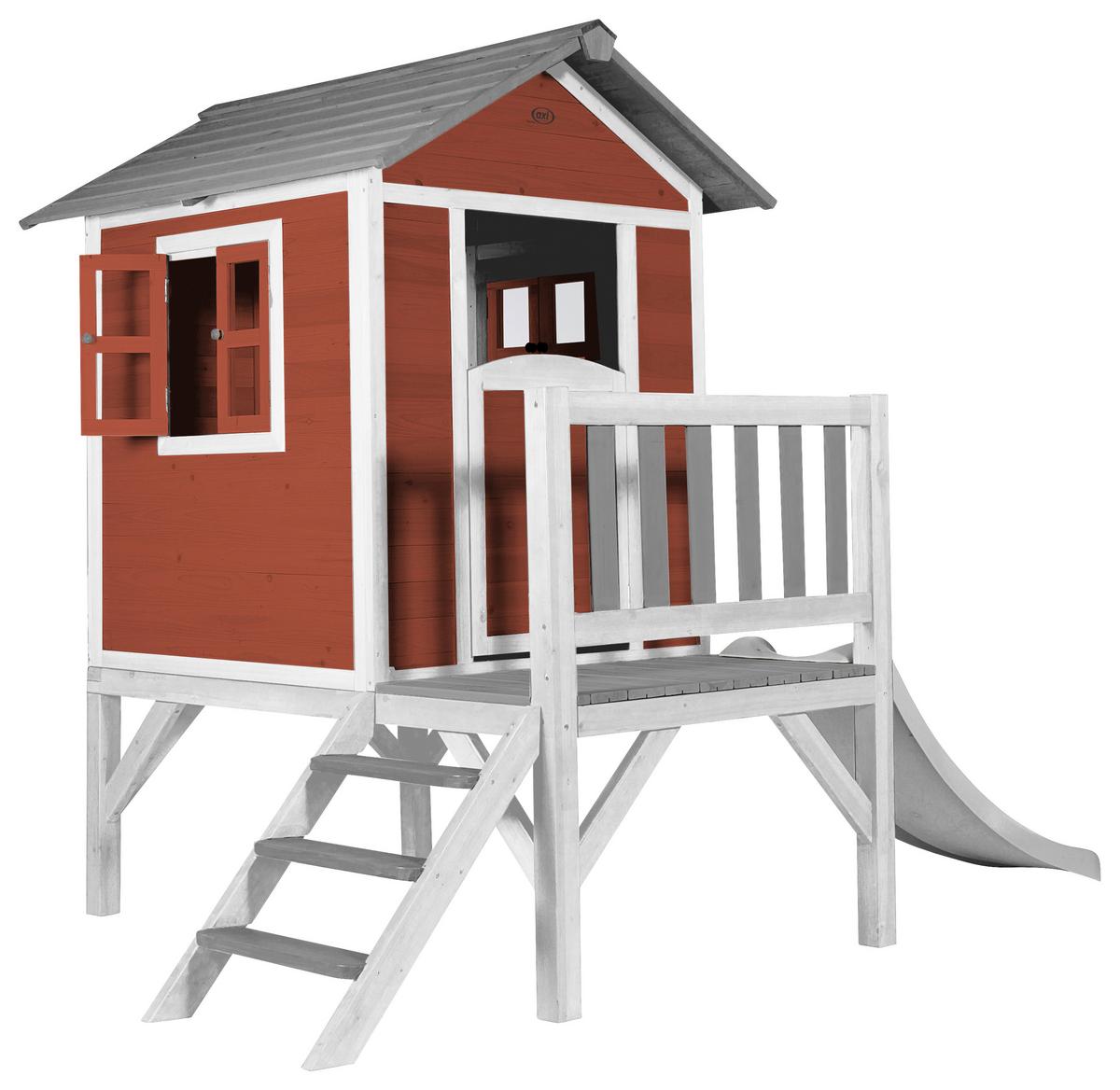 Spielhaus C050.002.95 - Rot/Weiß, KONVENTIONELL, Holz/Kunststoff (240/189/167cm) - Ambia Garden