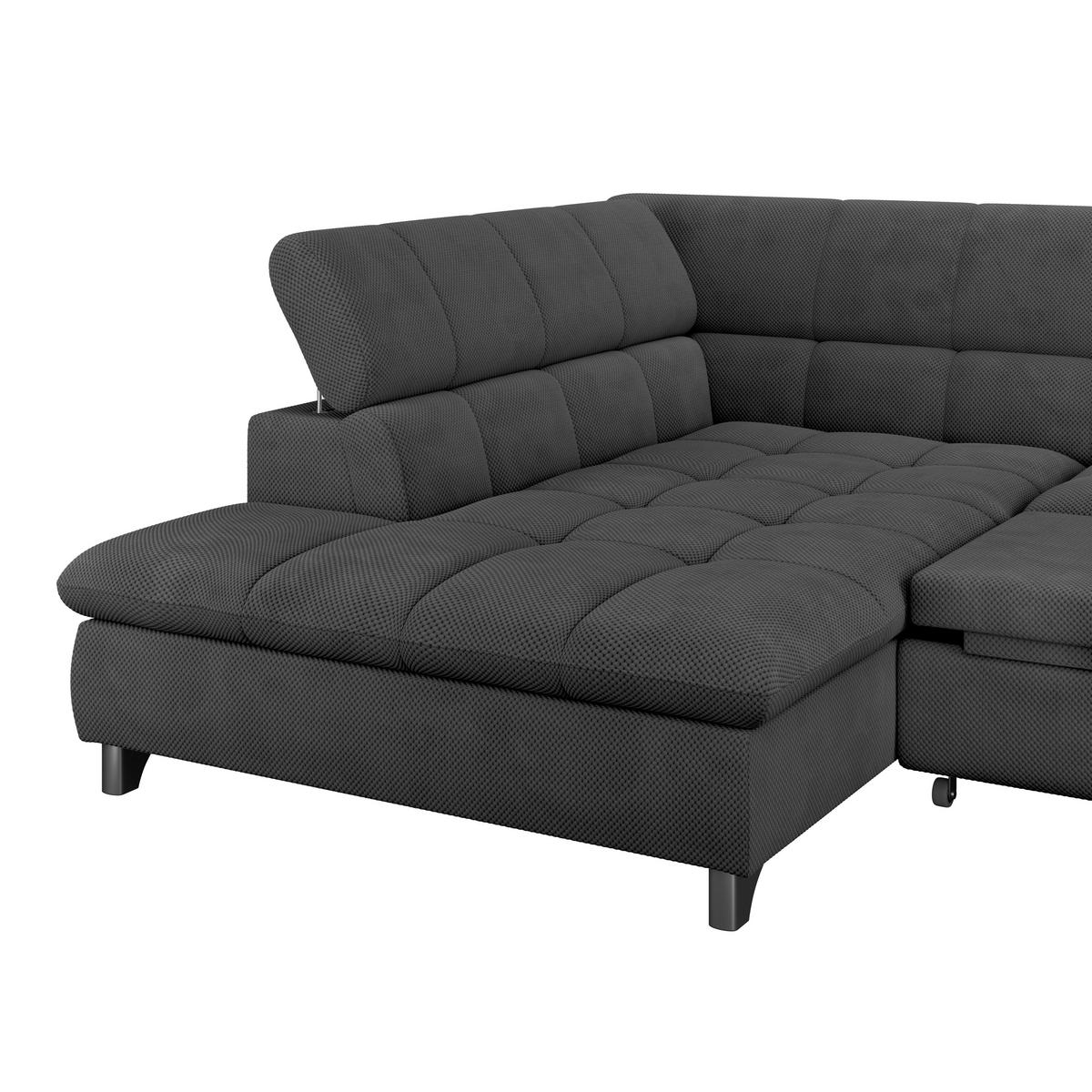 Ecksofa Gemini Schwarz, B: 234cm - Chromfarben/Anthrazit, KONVENTIONELL, Textil (234/312cm)