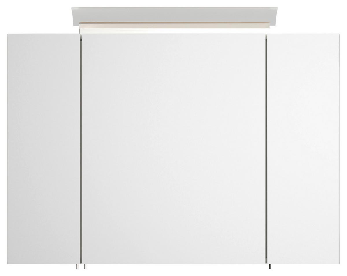 Spiegelschrank Weiß Hochglanz B: 90 cm - Weiß Hochglanz, MODERN, Glas/Holzwerkstoff (90/62/17cm) - MID.YOU