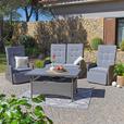 Loungegarnitur 4-Tlg Santander Metall/Polly-Rattan mit Kissen - Grau, MODERN, Kunststoff/Textil (120/60/60cm) - Beldano