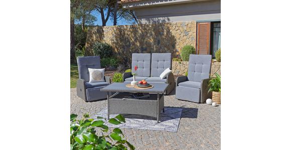 Loungegarnitur 4-Tlg Santander Metall/Polly-Rattan mit Kissen - Grau, MODERN, Kunststoff/Textil (120/60/60cm) - Beldano