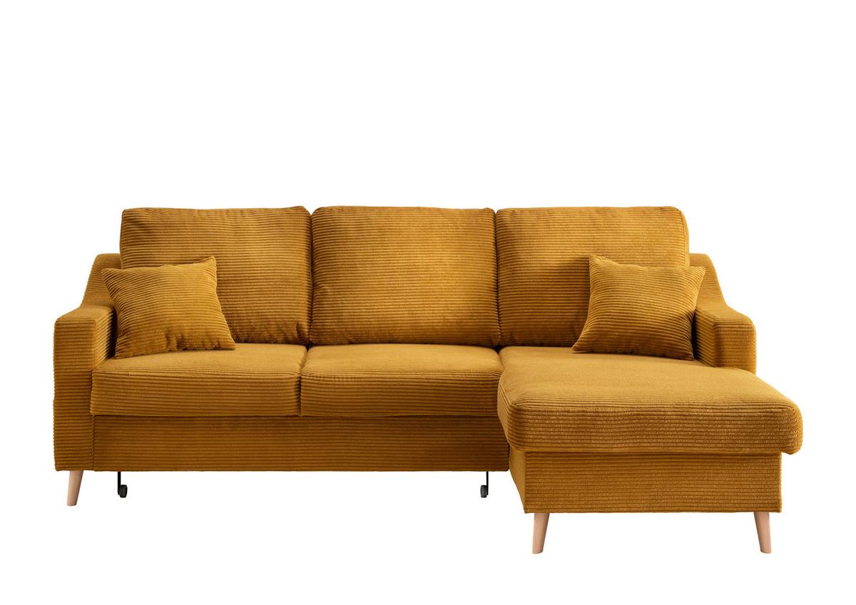 Ecksofa Valentina ca. 228x150 cm Gold Cord - Goldfarben/Naturfarben, Design, Textil (228/150cm) - P & B