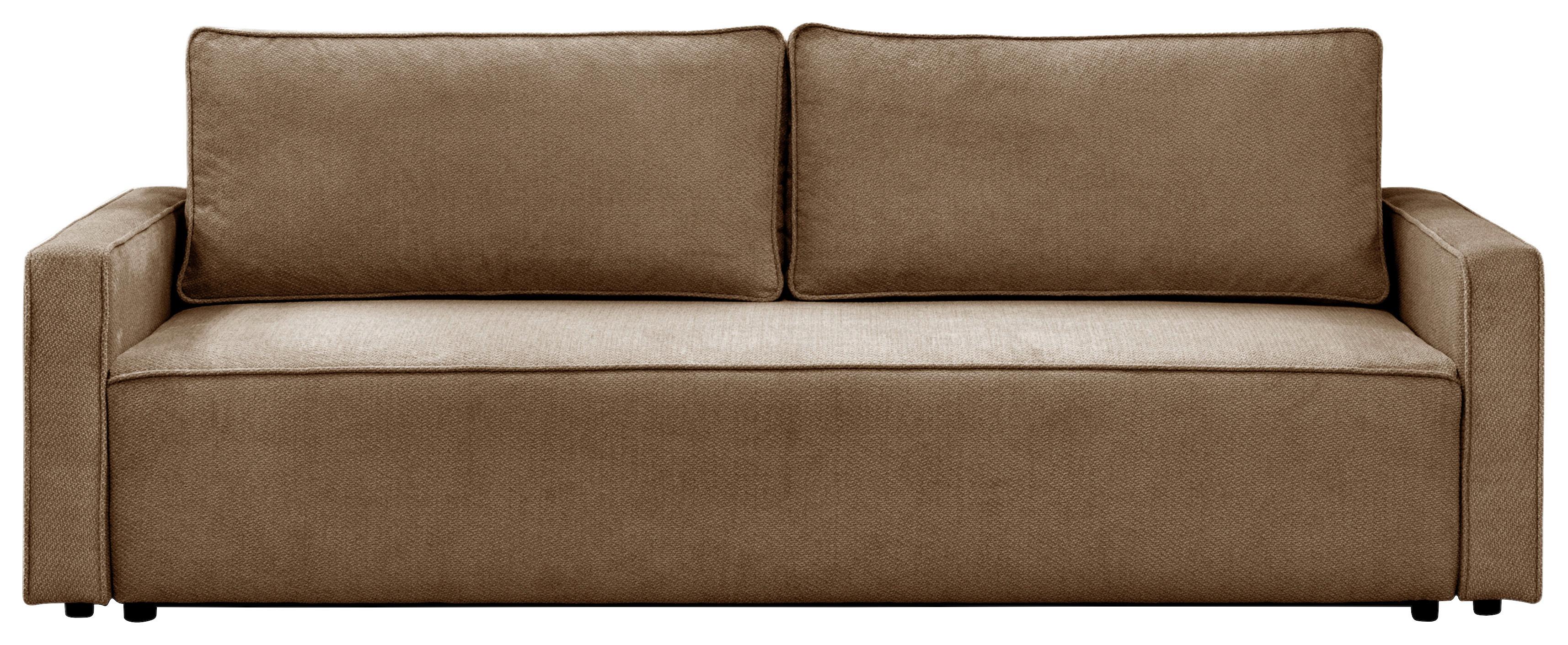 Rozkládací pohovka NERA, hnědá žinylka - hnědá, Moderní, textil/plast (232/90/100cm)