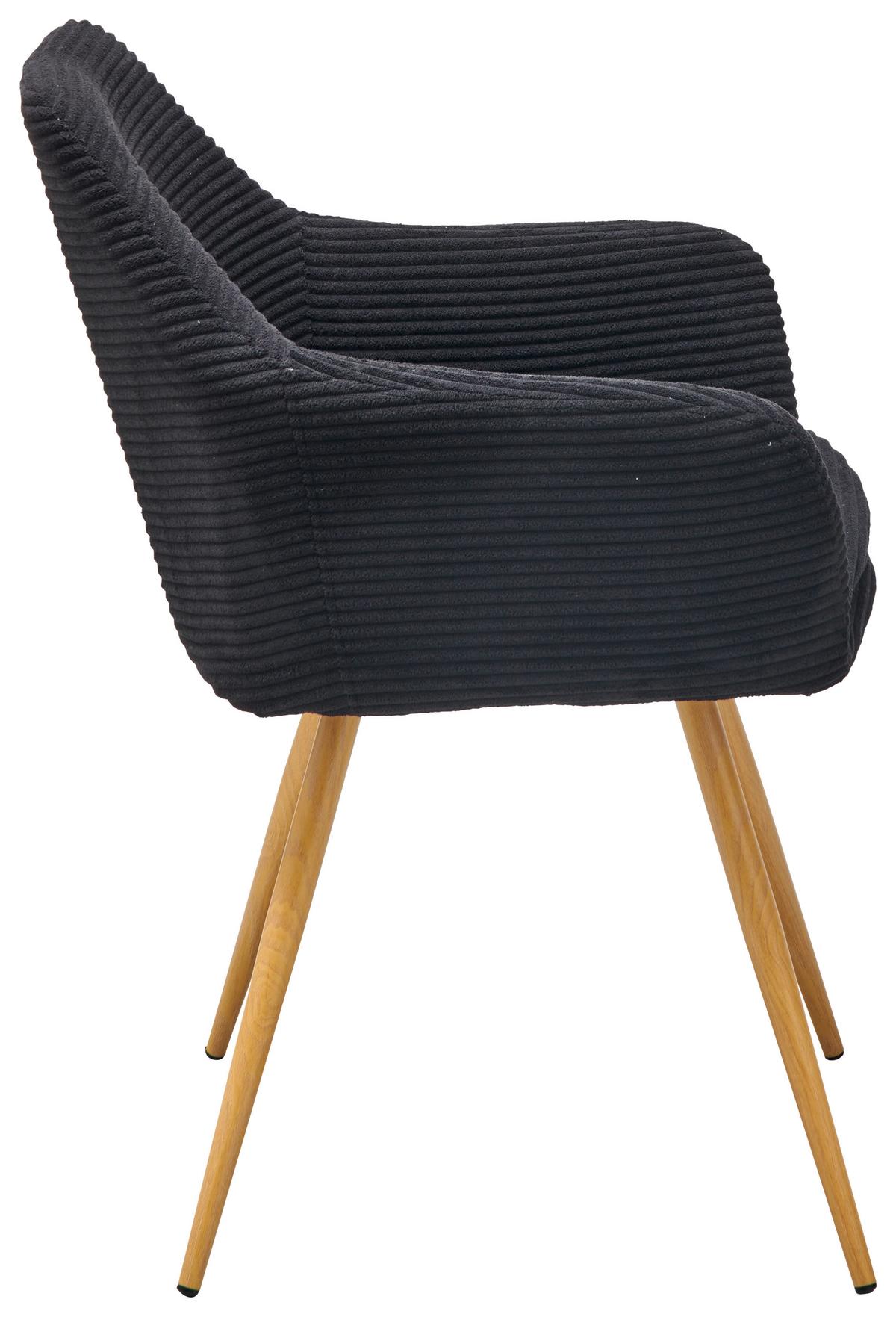 Armlehnstuhl Cardiff - Schwarz/Naturfarben, LIFESTYLE, Textil/Metall (57/83/62cm) - MID.YOU