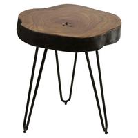Beistelltisch mit Holzplatte Bagli, Sheesham/Schwarz - Sheeshamfarben/Schwarz, Design, Holz/Metall (35/35/45cm) - MID.YOU