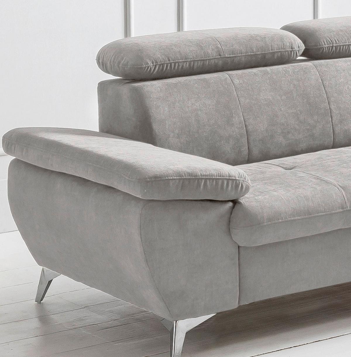 Ecksofa Mit Schlaffunktion Gisele - Chromfarben/Grau, KONVENTIONELL, Textil (256/209cm) - Livetastic