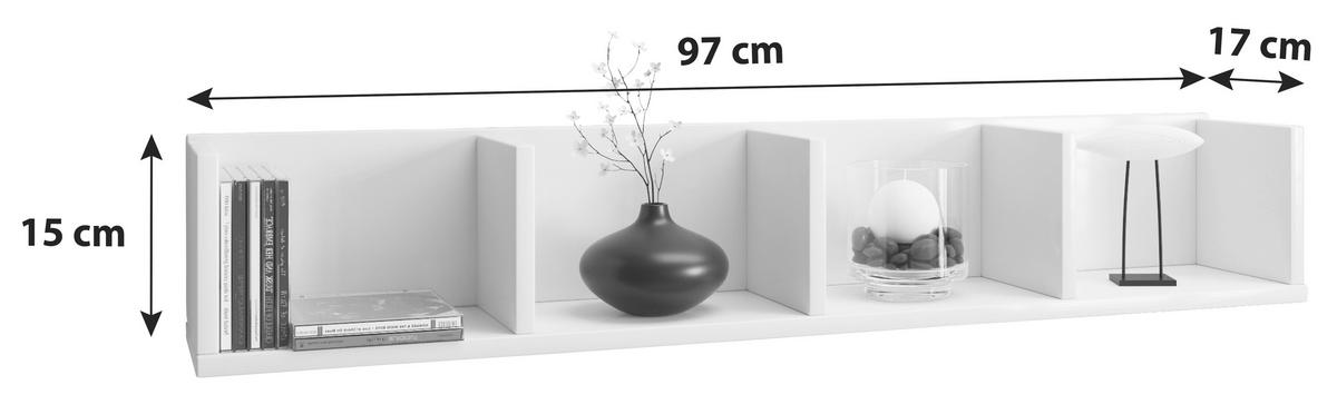 Wandregal Honsa B: 97 Cm Schwarz Dekor 4 Fächer - Schwarz, KONVENTIONELL, Holzwerkstoff (97/15/17cm) - MID.YOU