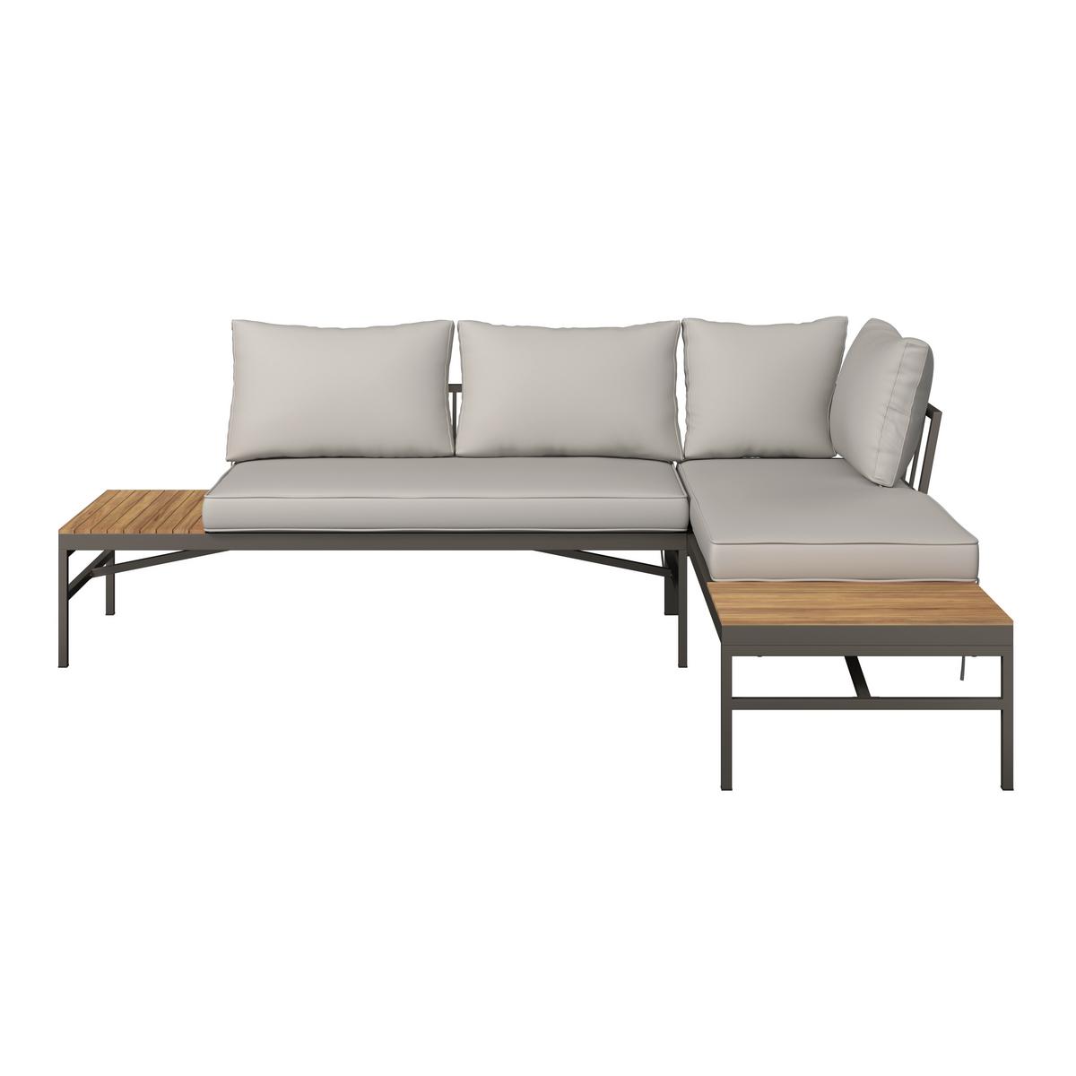 Loungegarnitur Rostock - Beige/Akaziefarben, MODERN, Holz/Textil (57/35/57cm) - Beldano