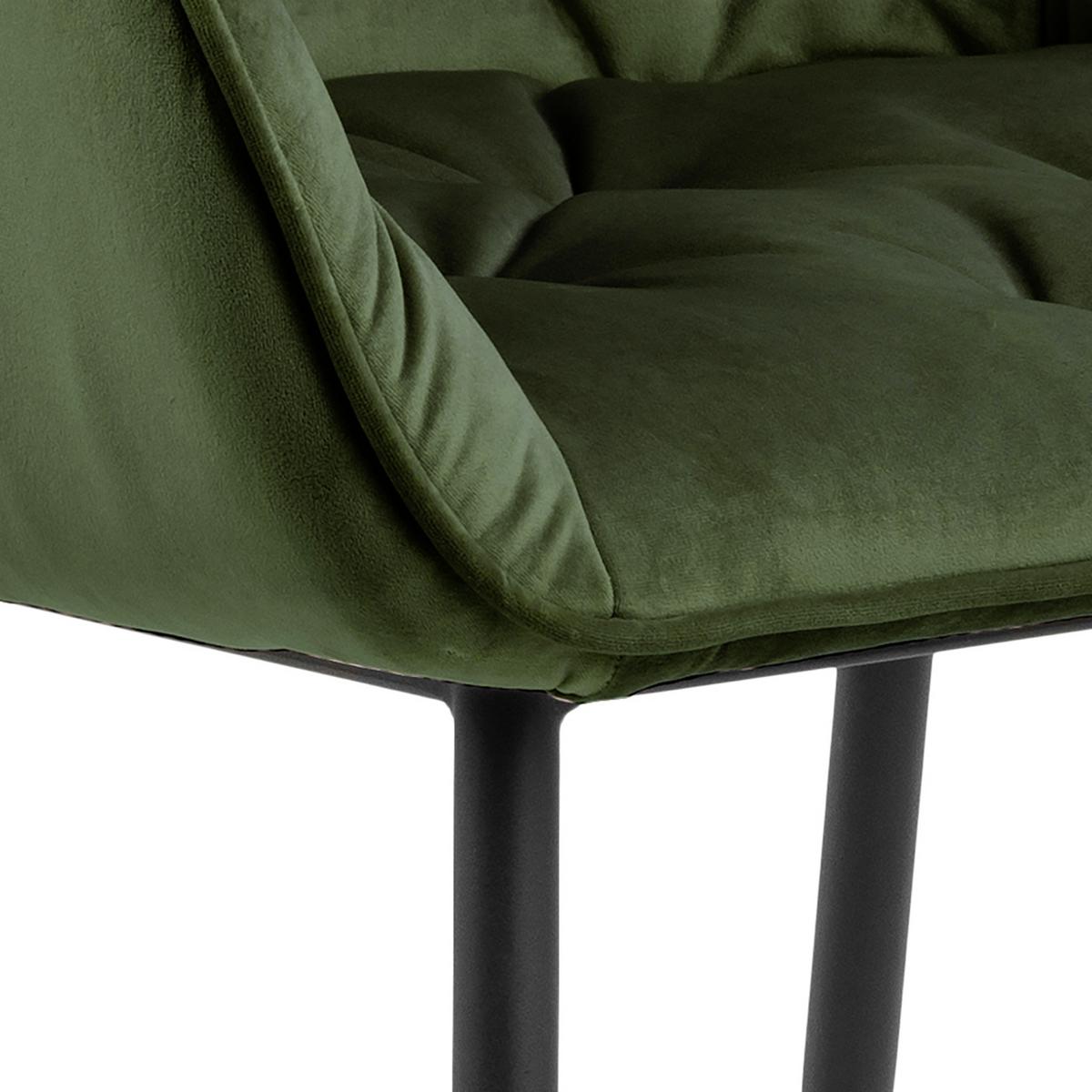 Židle s područkami BROOKE zelená samet - černá/zelená, Trend, kov/textil (58/83/55cm) - Livetastic