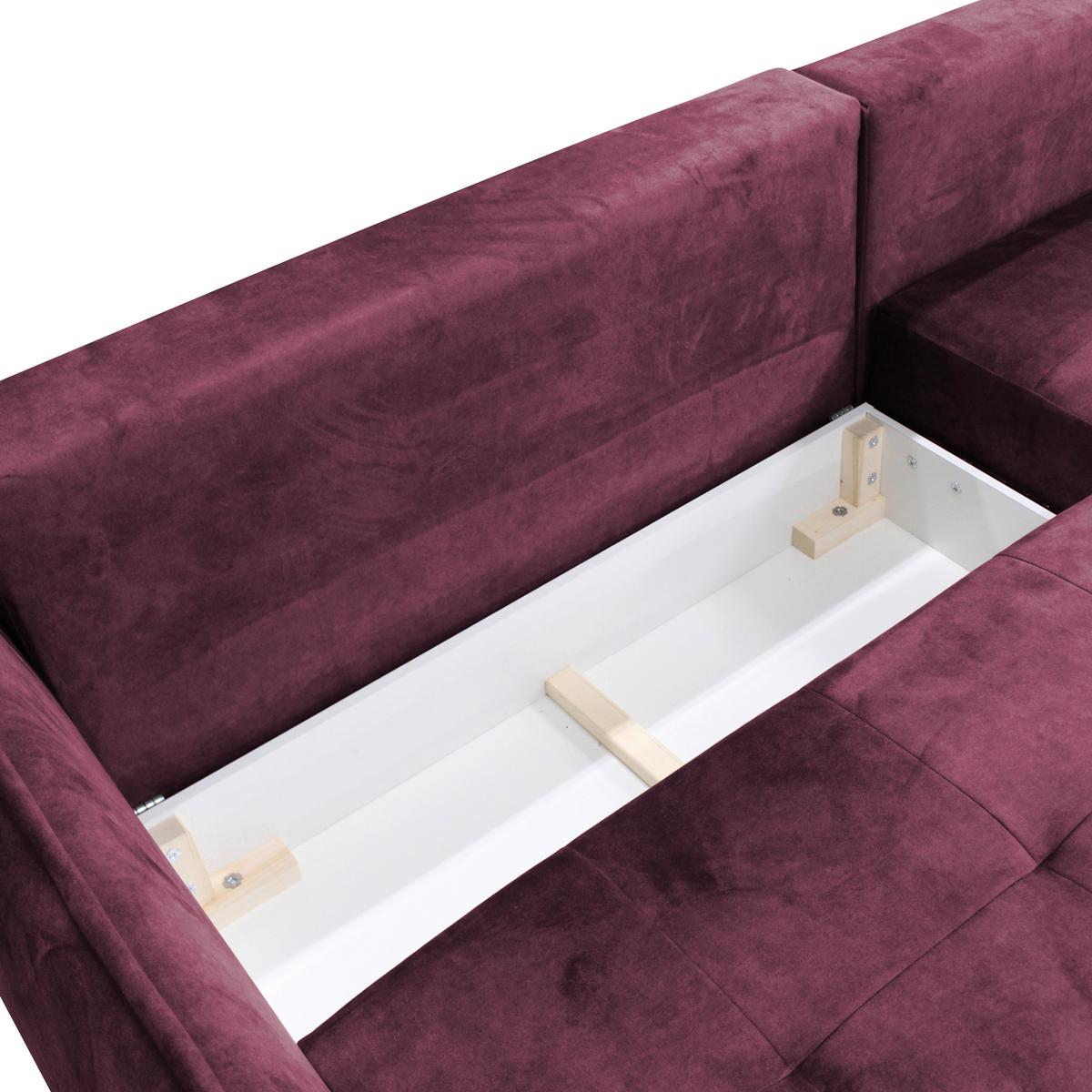 Ecksofa Whisper Weinrot S: 264x196 Cm - Weinrot/Goldfarben, Design, Textil (264/196cm) - MID.YOU