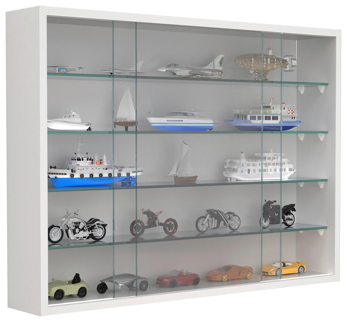 Hängevitrine Drivalo Weiß B: 75 Cm - Transparent/Weiß, Design, Glas/Holzwerkstoff (75/55/12cm) - MID.YOU