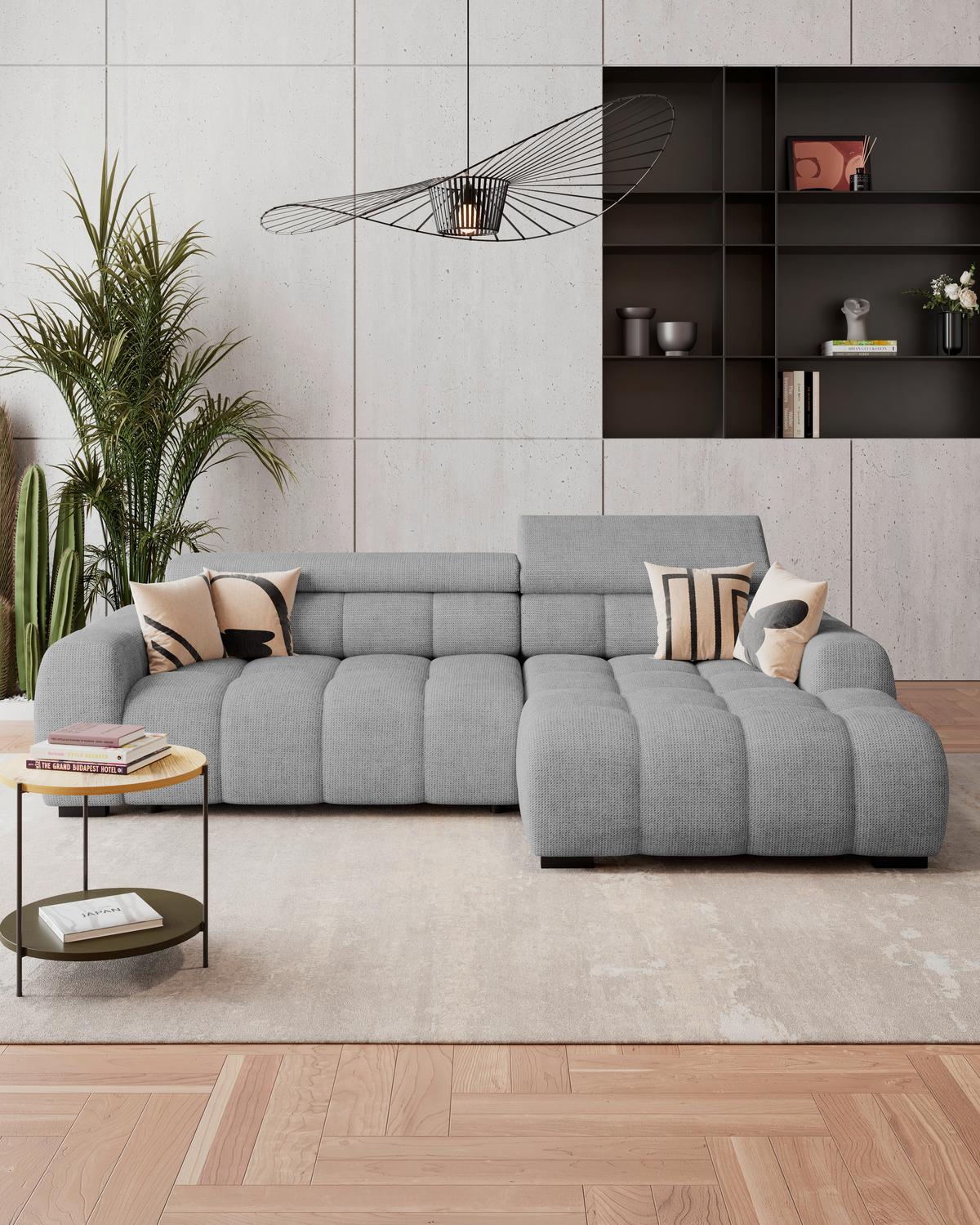 Ecksofa Fargo S Grau, B: 285 cm - Schwarz/Grau, Trend, Textil (285/168cm)