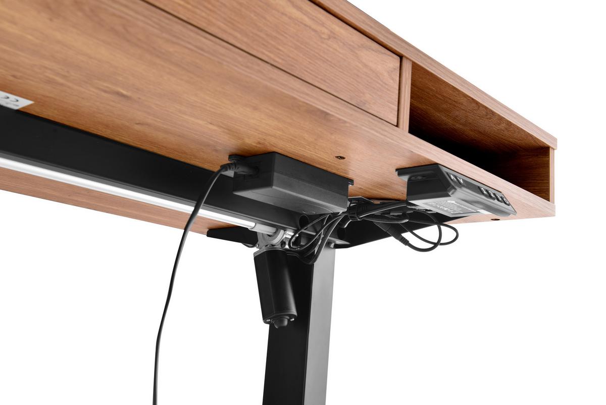 Schreibtisch Worktime Style Schwarz/Eichefarben L: 120cm - Eichefarben/Schwarz, MODERN, Holz/Metall (120/60/72-110cm) - MID.YOU