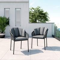 Sada záhradných křesel LEO - tmavě šedá/antracitová, Moderní, kov (59/78/61cm) - Bessagi Garden