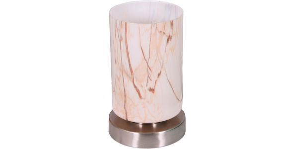 Tischlampe Camilla Pinienfarben Marmoriert - Pinienfarben/Nickelfarben, ROMANTIK / LANDHAUS, Glas/Metall (12/19,5cm) - James Wood