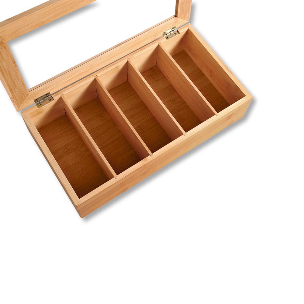 Kesper Teebox Bambus LxBxH: 36x20x9 cm, 5 Fächer inkl. Sichtfenster