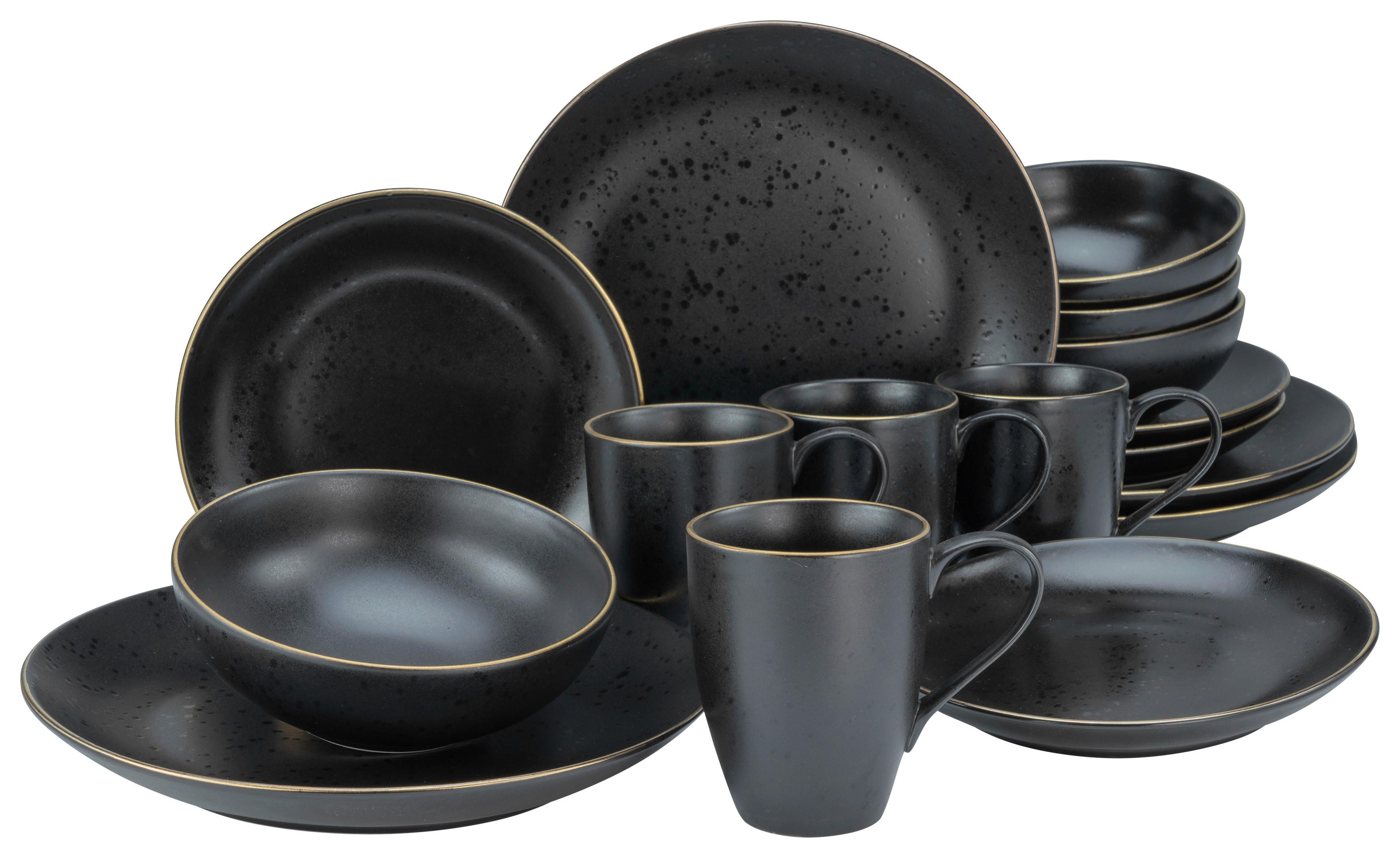 Kombiservice Industrial Keramik 4 Personen Schwarz - Schwarz, KONVENTIONELL, Keramik (34/31/33cm) - Creatable