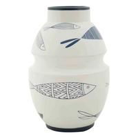 Vase Fish Blau, Weiß B: 15 Cm - Blau/Weiß, Basics, Keramik (15/24/15cm)