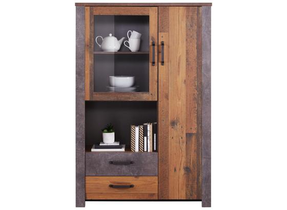 Vitrine Ontario - Eichefarben/Dunkelgrau, Trend, Glas/Holzwerkstoff (105/159/41,5cm) - Ombra Vitrine Ontario - Eichefarben/Dunkelgrau, Trend, Glas/Holzwerkstoff (105/159/41,5cm) - Ombra