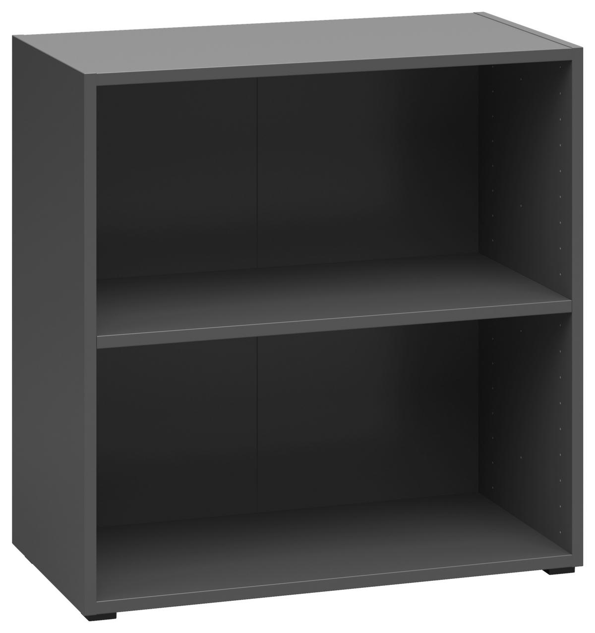 Regal 2 Fächer, B: 64 cm Sixty-Four ,graphitfarben - Schwarz/Graphitfarben, Trend, Holzwerkstoff (64/64/33cm)