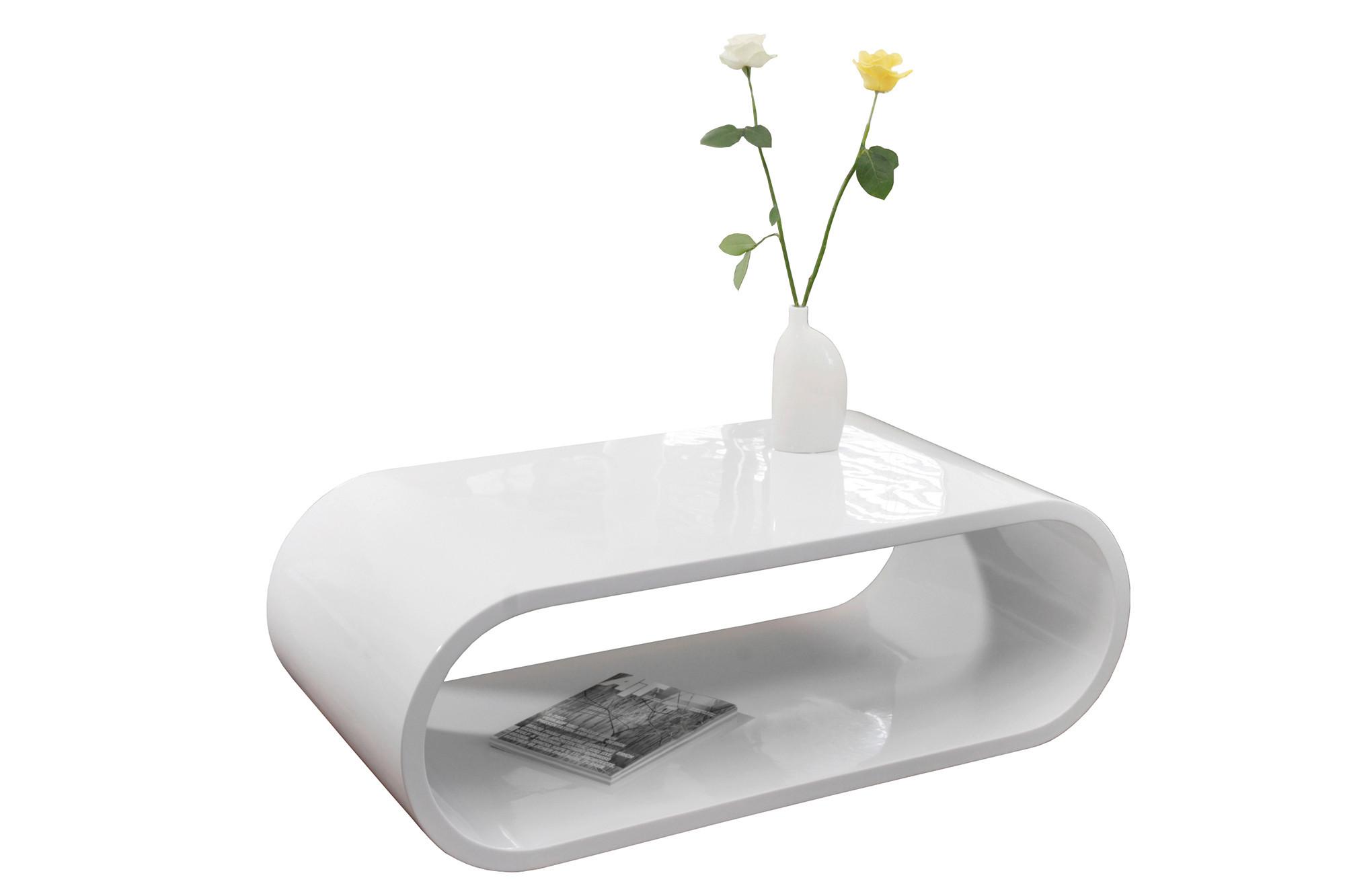 COUCHTISCH Weiß, Eiche Dekor L: 120 cm - Weiß Hochglanz, Design, Holzwerkstoff (120/60/40cm) - Livetastic