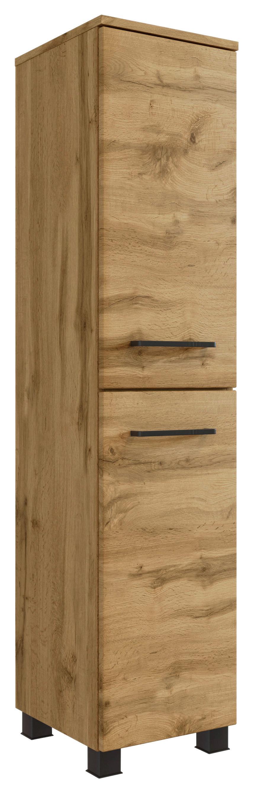 Midischrank Manchester B: 30 cm Eiche Wotan Dekor - Eichefarben/Schwarz, MODERN, Holzwerkstoff (30/130/35cm) - Held