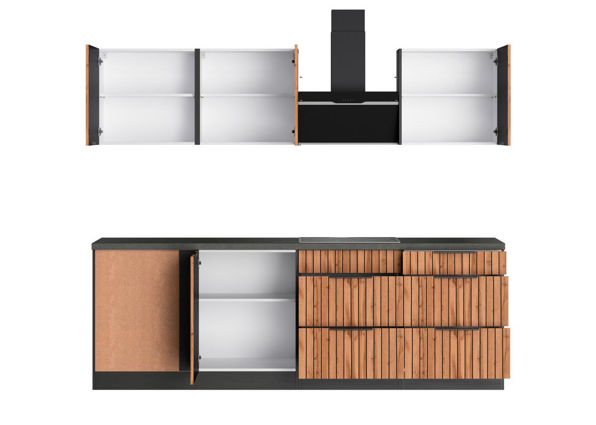 Eckküche Liverpool Graphit/ Eiche Dekor S: 240x240 cm - Schieferfarben/Eiche Wotan, Basics, Holzwerkstoff (240/240cm) - Held