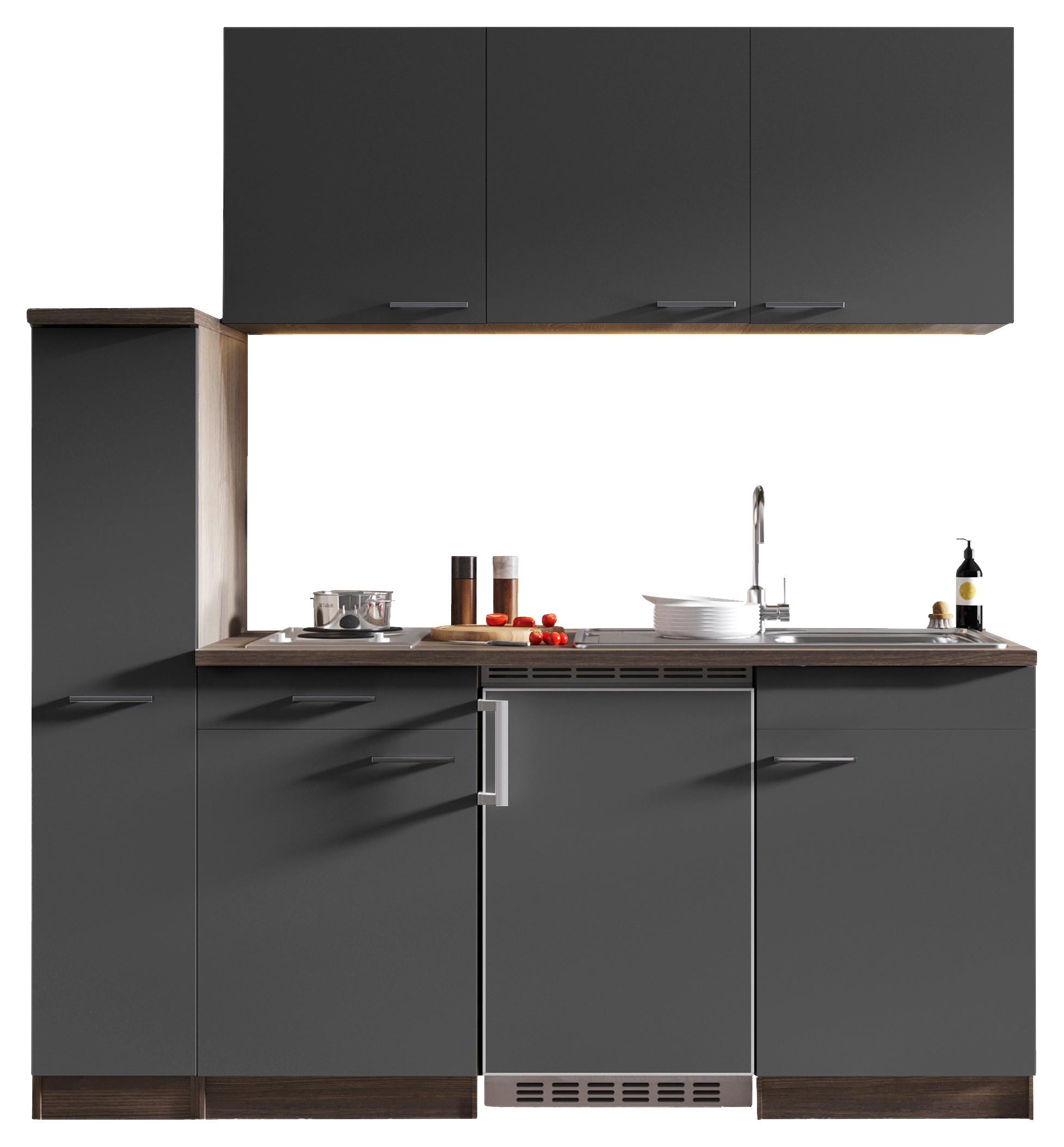 Küchenblock Oliver Singleküche 180 cm - Eichefarben/Grau, Basics, Holzwerkstoff (180cm) - Respekta