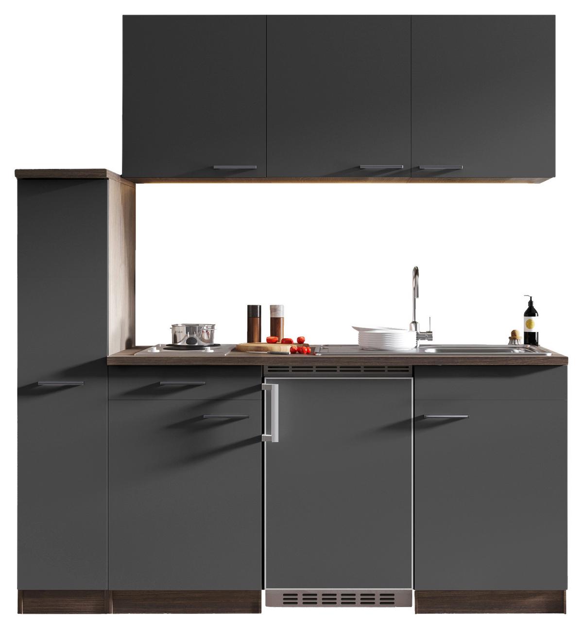 Küchenblock Oliver Singleküche 180 cm - Eichefarben/Grau, Basics, Holzwerkstoff (180cm) - Respekta