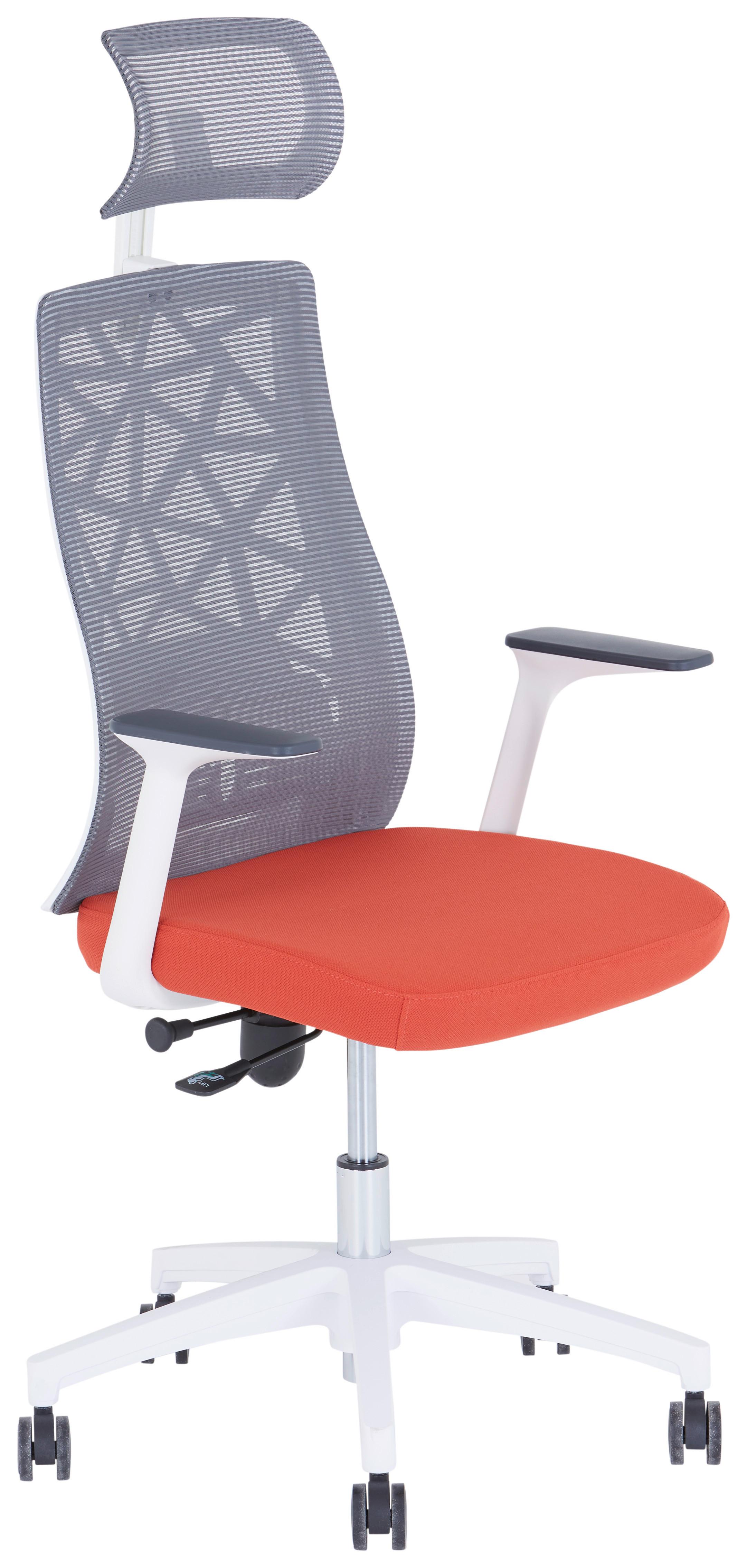 Kancelárske kreslo DEMO 2 - sivá/biela, Modern, textil/plast (64/120-140/60cm)