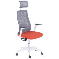 Kancelárske kreslo DEMO 2 - sivá/biela, Modern, textil/plast (64/120-140/60cm)