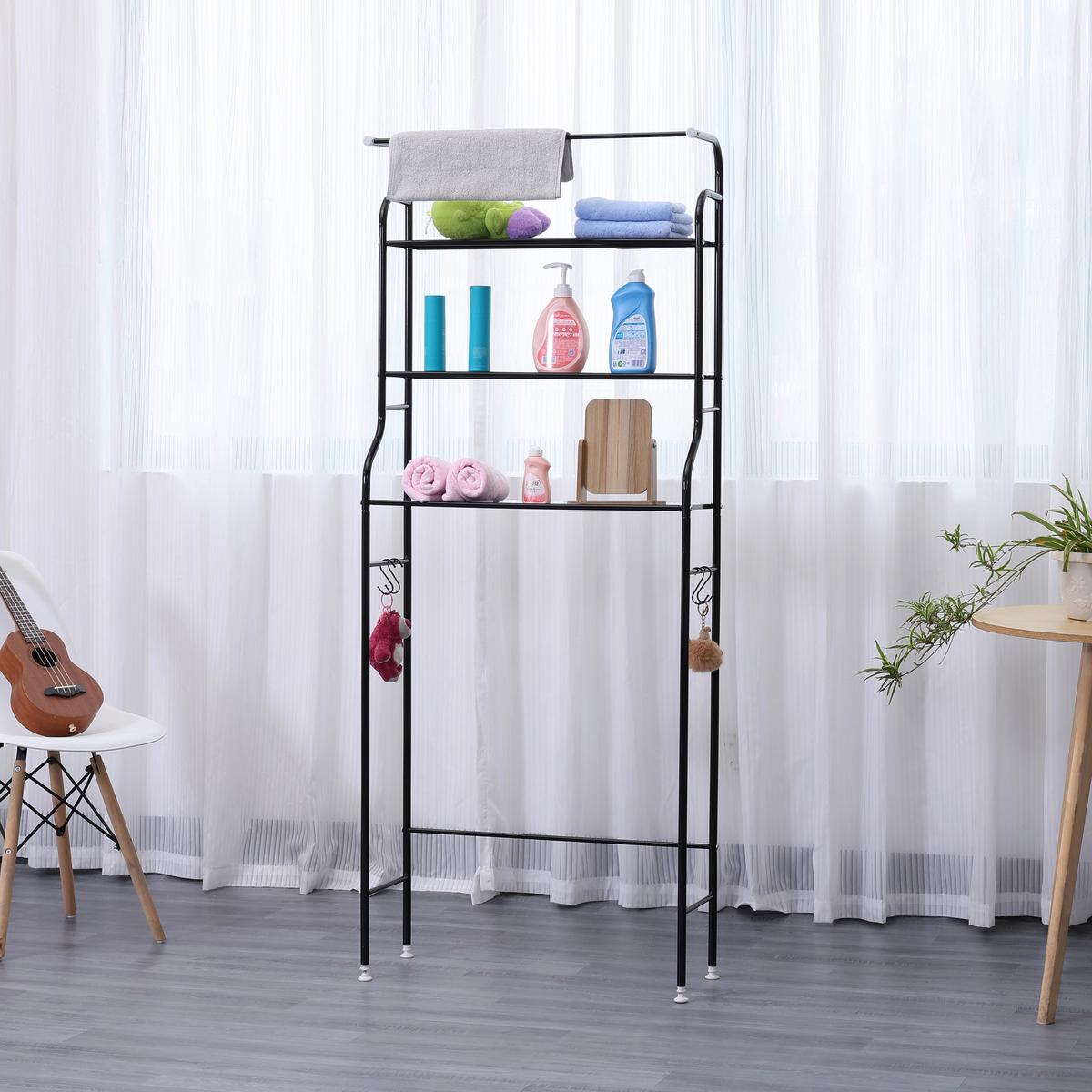 Waschmaschinenregal Anton - Schwarz, Trend, Metall (65/162/25cm) - Homezone