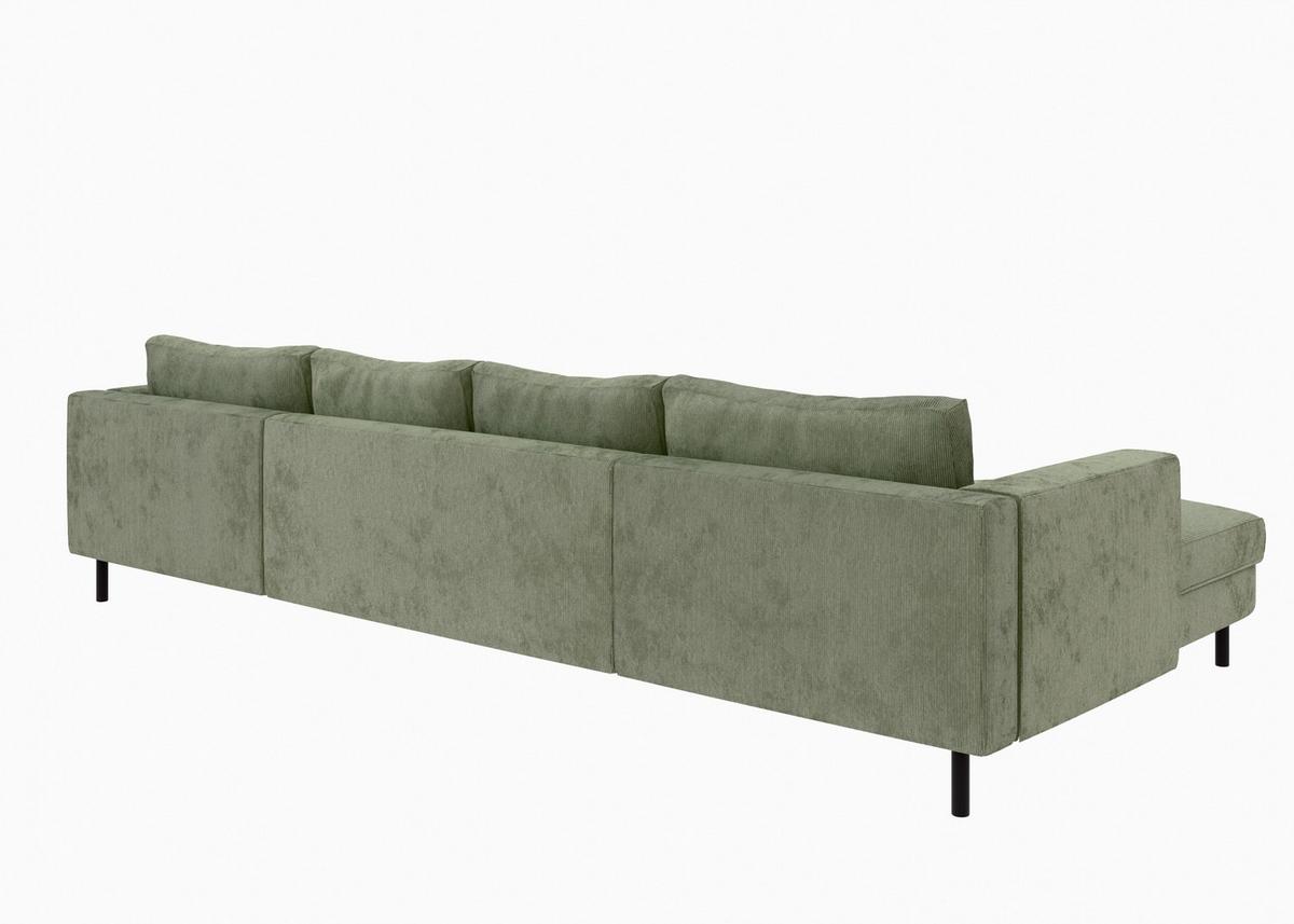 WOHNLANDSCHAFT Amazing Grün U: 161x306x161cm - Schwarz/Grün, MODERN, Textil (161/306/161cm) - Trendmanufaktur